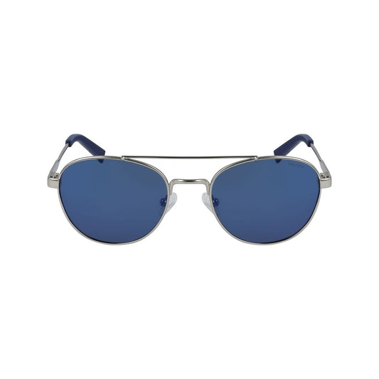 Nautica Men's Sunglasses – Silver Metal Frame, Mirror Blue Lenses