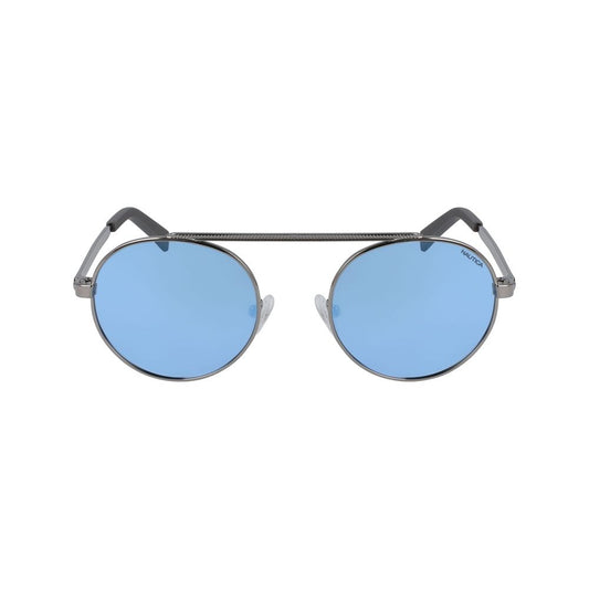 Nautica Men's Sunglasses – Gray Metal Frame, Mirror Blue Lenses