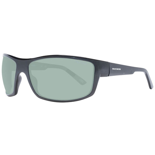 SKECHERS Men's Sunglasses – Black Plastic Frame, Green Lenses