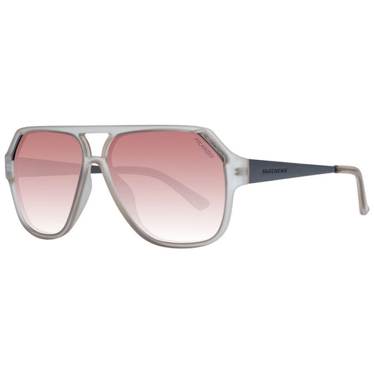 SKECHERS Men’s Sunglasses – Grey Plastic Frame, Purple Lenses
