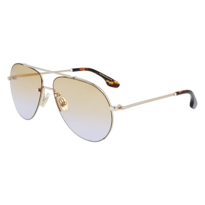 Victoria Beckham Women’s Sunglasses – Gold Metal Frame, Brown Gradient Lenses