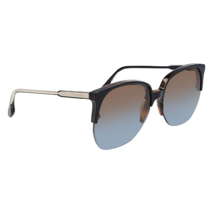 Victoria Beckham Women’s Sunglasses – Black Acetate Frame, Blue Gradient Lenses