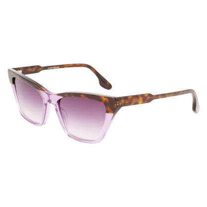 Victoria Beckham Women’s Sunglasses – Brown Acetate Frame with Gradient Purple Lenses