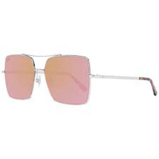 WEB EYEWEAR Women’s Sunglasses – Silver Metal Frame, Rose Lenses