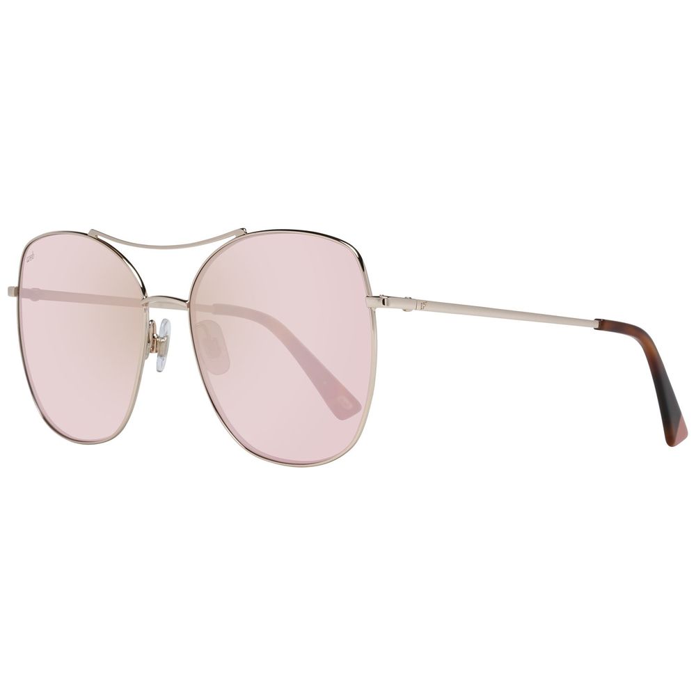 WEB EYEWEAR Women’s Sunglasses – Rose Gold Metal Frame, Pink Lenses
