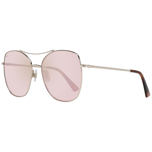 WEB EYEWEAR Women’s Sunglasses – Rose Gold Metal Frame, Pink Lenses