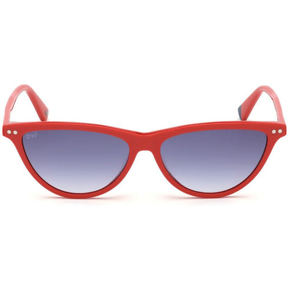 WEB EYEWEAR Women’s Sunglasses – Red Acetate Frame, Blue Lenses