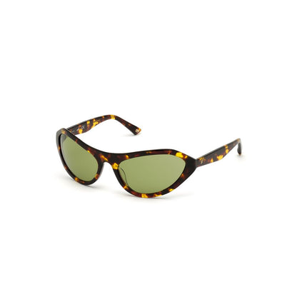WEB EYEWEAR Women’s Sunglasses – Brown Plastic Frame, Green Lenses