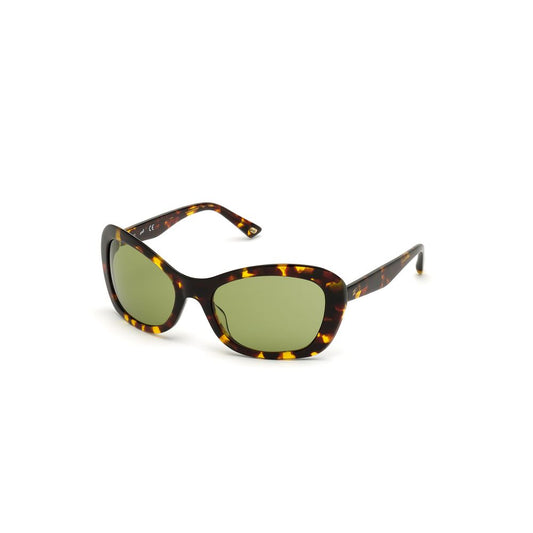 WEB EYEWEAR Women’s Sunglasses – Brown Plastic Frame, Green Lenses