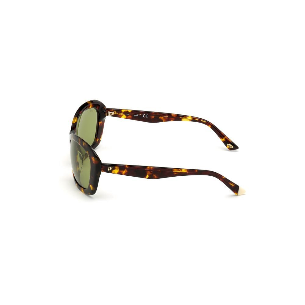 WEB EYEWEAR Women’s Sunglasses – Brown Plastic Frame, Green Lenses