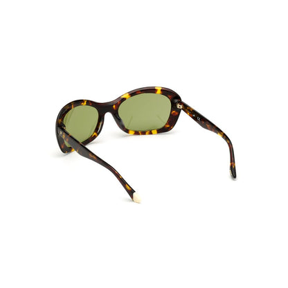 WEB EYEWEAR Women’s Sunglasses – Brown Plastic Frame, Green Lenses