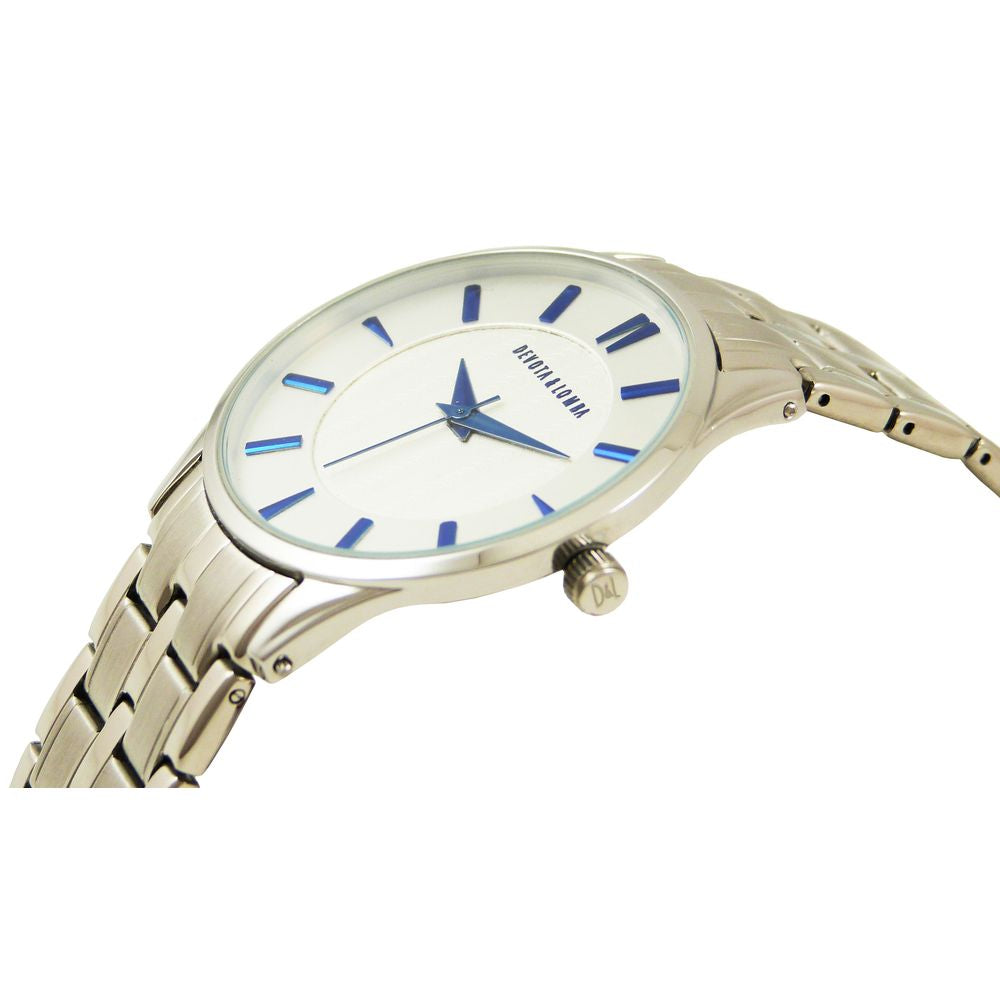 DEVOTA & LOMBA Silver Stainless Steel Dress Watch