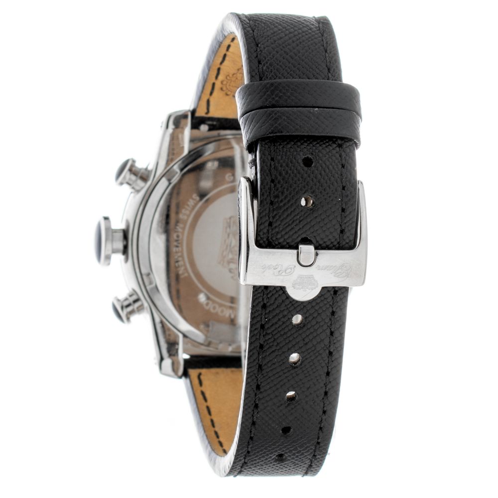 GLAM ROCK Black Leather Dress Watch