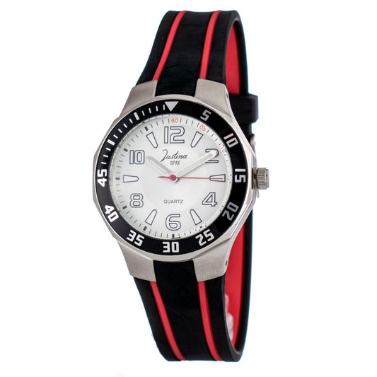 JUSTINA Black Rubber Sport Watch - Stylish and Functional Timepiece