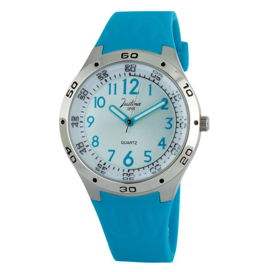 JUSTINA Blue Rubber Dress Watch - Timeless Elegance Meets Modern Design
