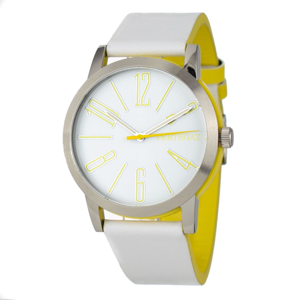 PERTEGAZ White Leather Dress Watch - Elegance Redefined