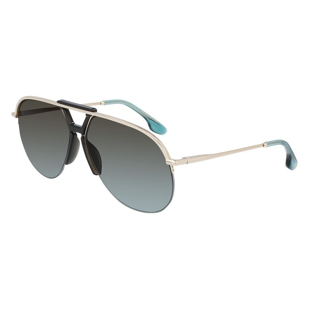 Victoria Beckham Women’s Sunglasses – Gold Metal Frame, Blue Gradient Lenses