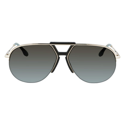 Victoria Beckham Women’s Sunglasses – Gold Metal Frame, Blue Gradient Lenses