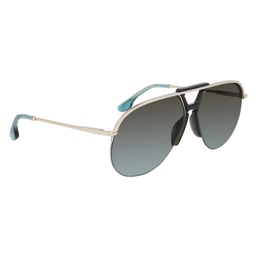 Victoria Beckham Women’s Sunglasses – Gold Metal Frame, Blue Gradient Lenses