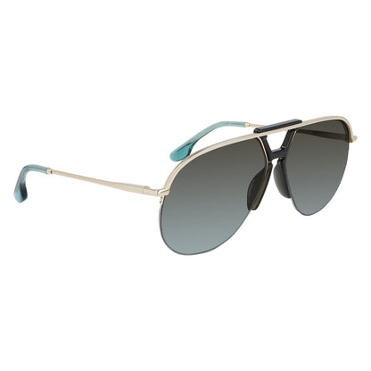 Victoria Beckham Women’s Sunglasses – Gold Metal Frame, Blue Gradient Lenses