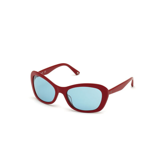 WEB EYEWEAR Women’s Sunglasses – Red Plastic Frame, Blue Lenses