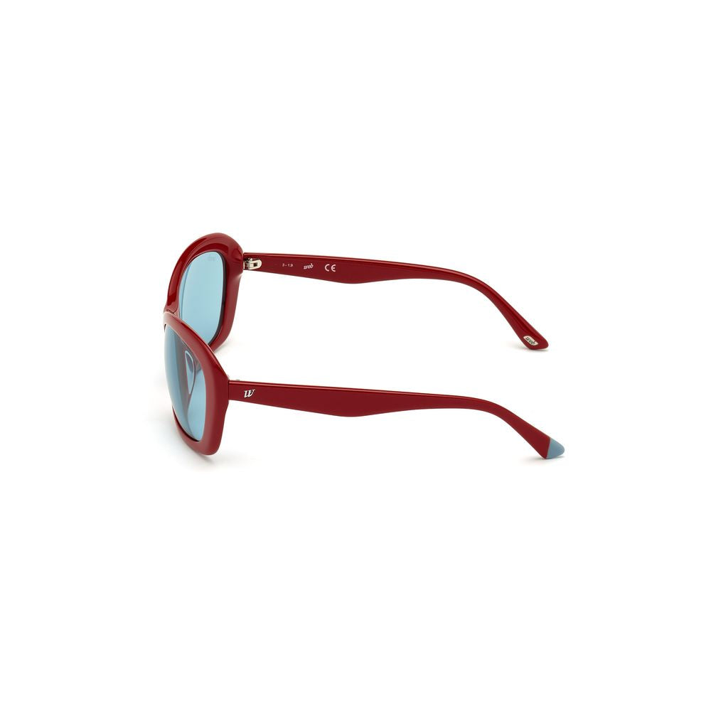 WEB EYEWEAR Women’s Sunglasses – Red Plastic Frame, Blue Lenses