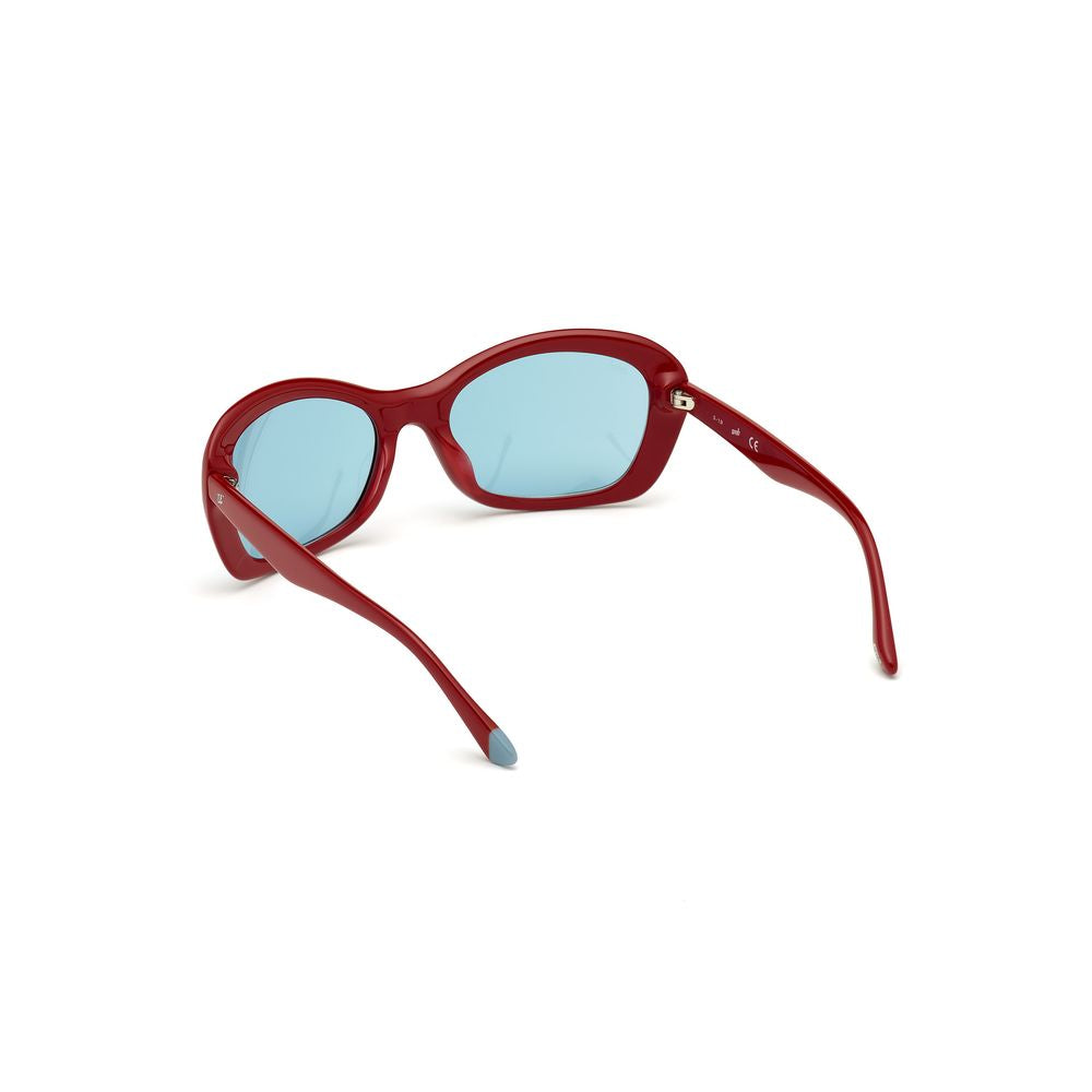 WEB EYEWEAR Women’s Sunglasses – Red Plastic Frame, Blue Lenses