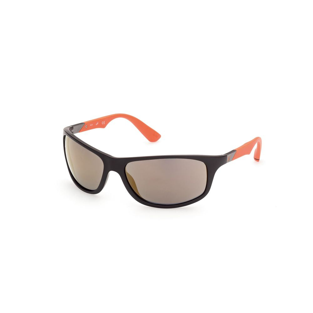 WEB EYEWEAR Men's Black Acetate Sunglasses – Mirrored Gray Lenses