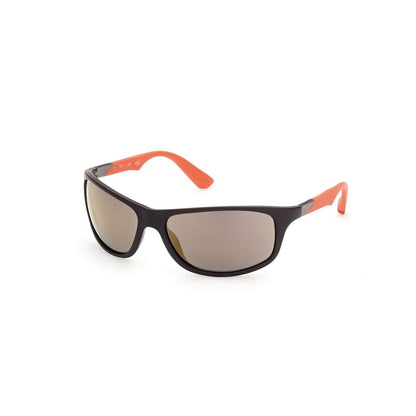 WEB EYEWEAR Men's Black Acetate Sunglasses – Mirrored Gray Lenses