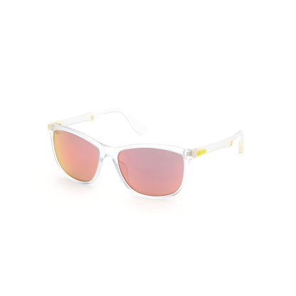 WEB EYEWEAR Transparent Acetate Sunglasses – Green Mirrored Lenses