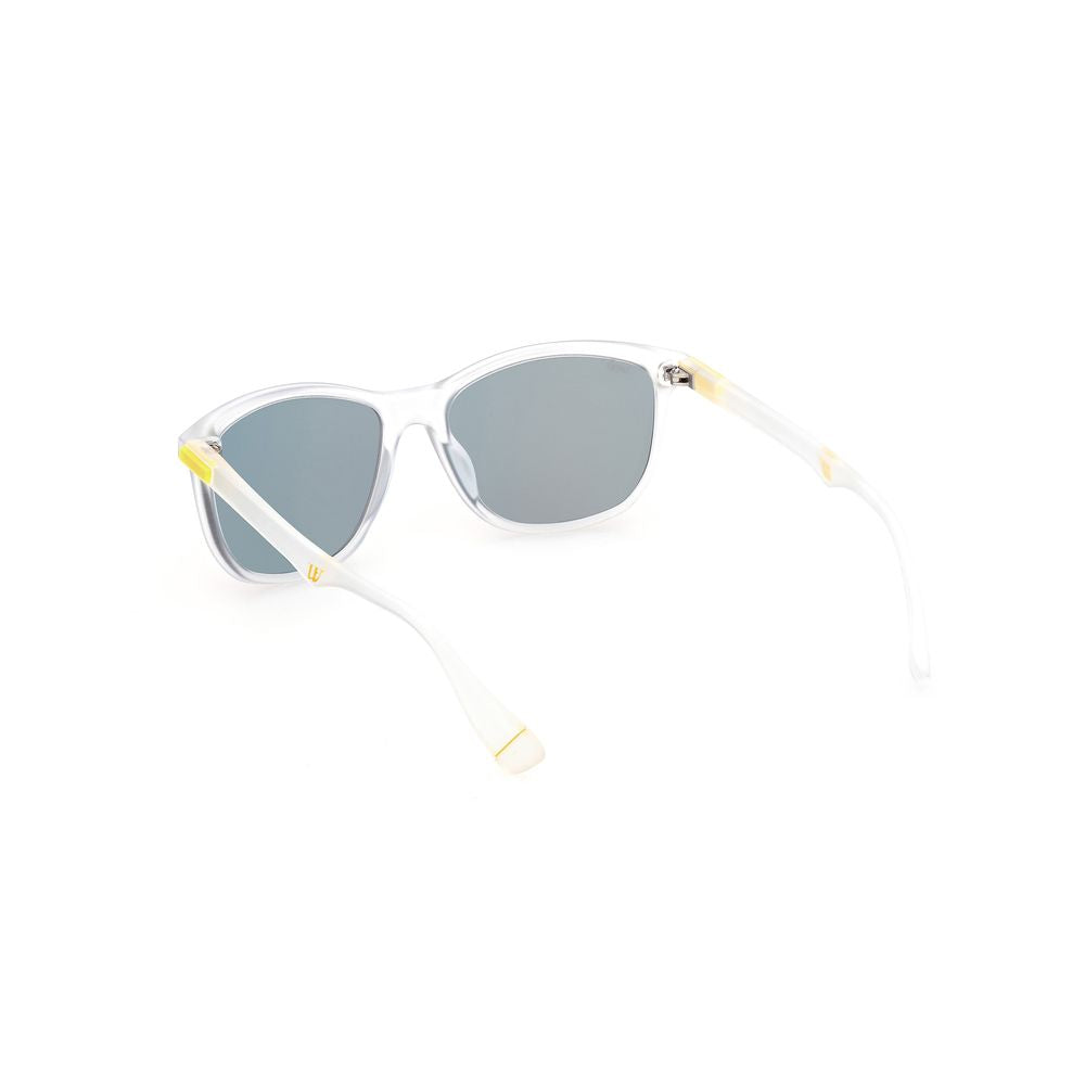 WEB EYEWEAR Transparent Acetate Sunglasses – Green Mirrored Lenses
