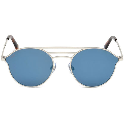 WEB EYEWEAR Metal Sunglasses – Silver-Havana Frame, Blue Mirror Lenses