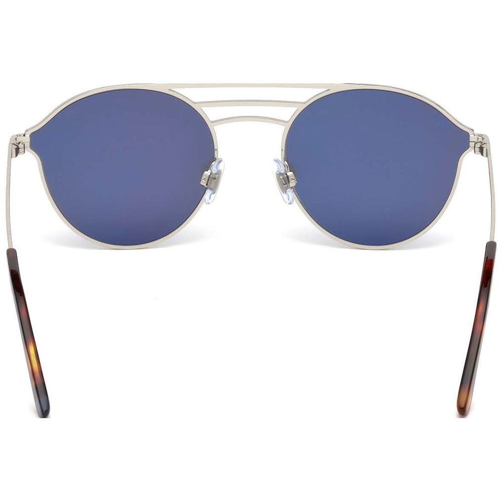 WEB EYEWEAR Metal Sunglasses – Silver-Havana Frame, Blue Mirror Lenses