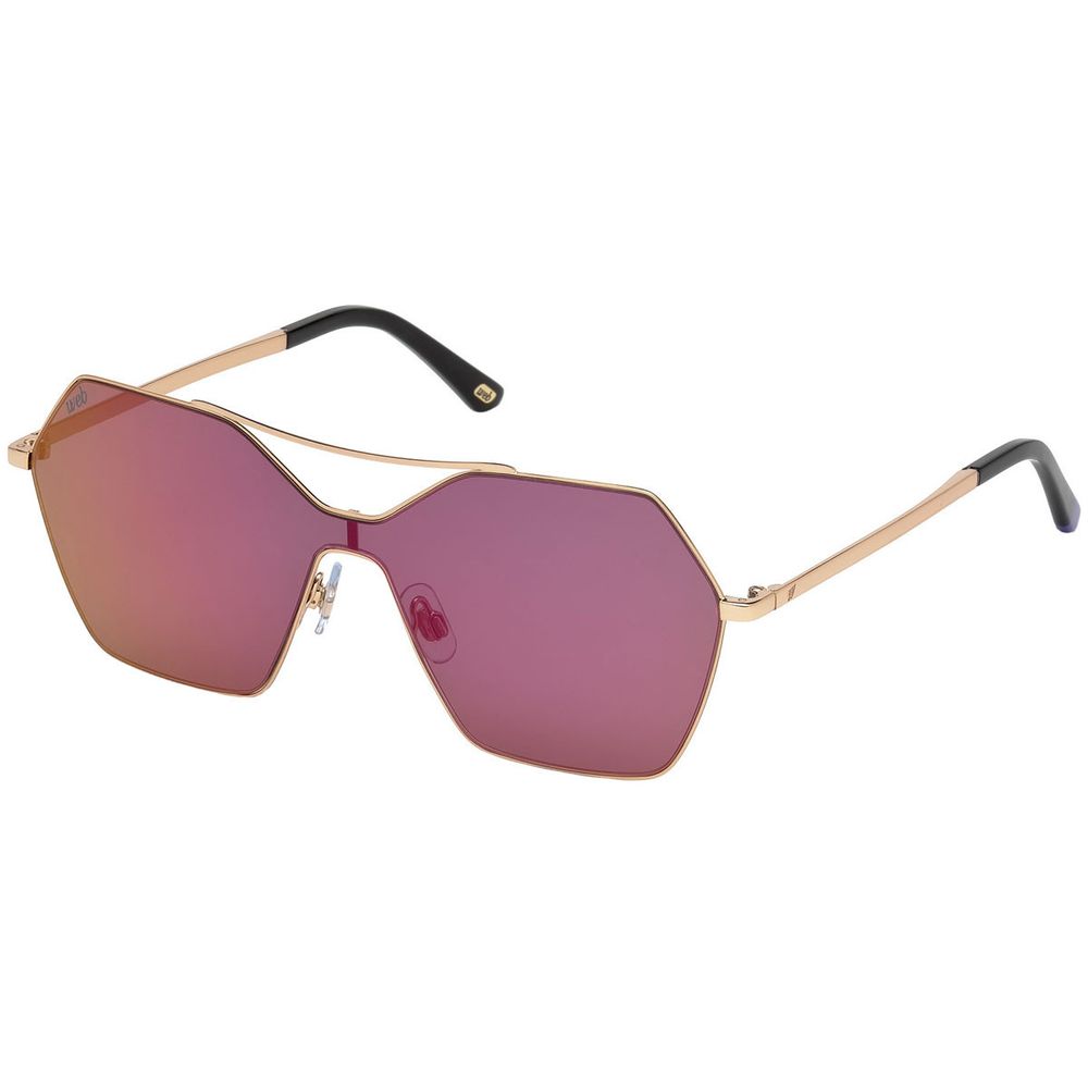 WEB EYEWEAR Women's Sunglasses – Rose Gold Metal Frame, Purple Mirrored Lenses