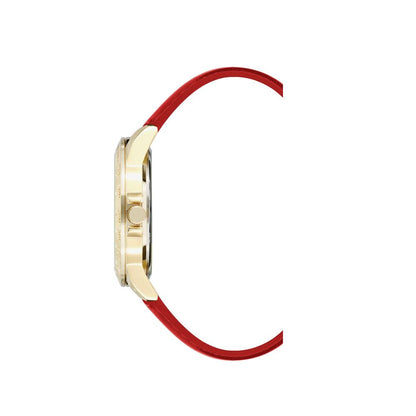Juicy Couture Women’s Watch, Beige Dial, Red Strap