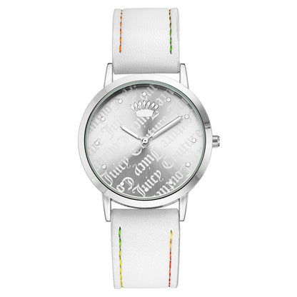 Juicy Couture Women’s Watch, Silver Dial, White Plastic Strap
