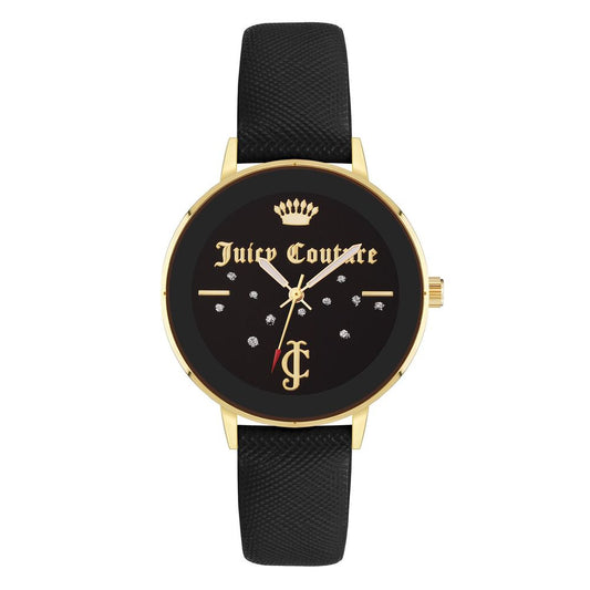 Juicy Couture Women's Watch, Black Dial, Golden Case and Black Bracelet