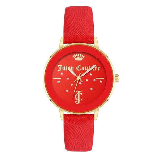 Juicy Couture Women’s Watch, Bold Red Dial, Golden Metal Case