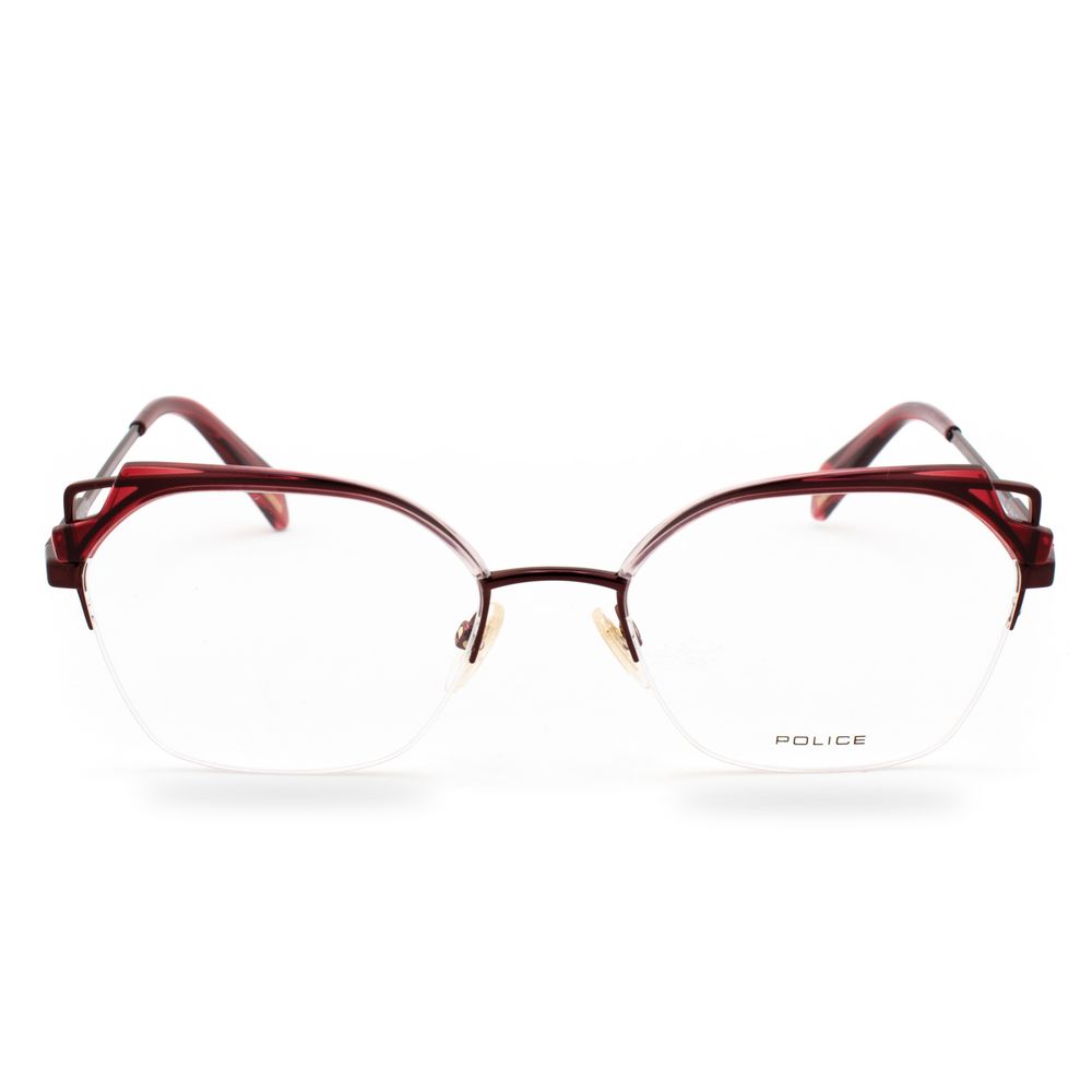 Police Women's Optical Glasses – Red Square Frame, 52mm
