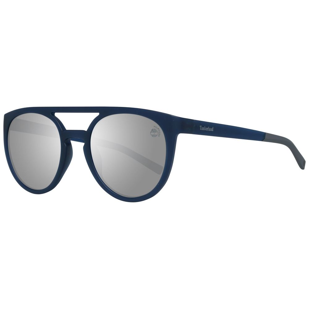 Timberland Men’s Sunglasses – Matte Blue Plastic Frame, Smoke Lenses