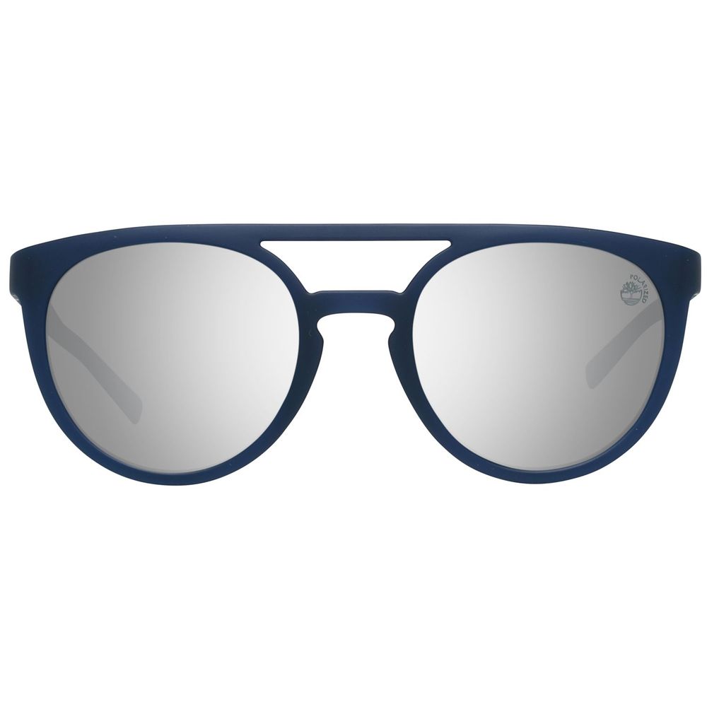 Timberland Men’s Sunglasses – Matte Blue Plastic Frame, Smoke Lenses