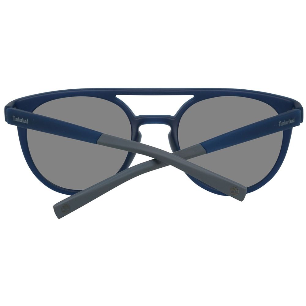 Timberland Men’s Sunglasses – Matte Blue Plastic Frame, Smoke Lenses
