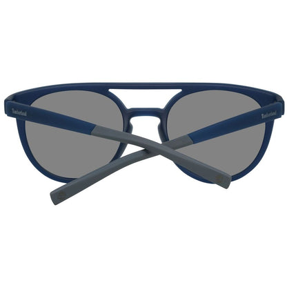 Timberland Men’s Sunglasses – Matte Blue Plastic Frame, Smoke Lenses