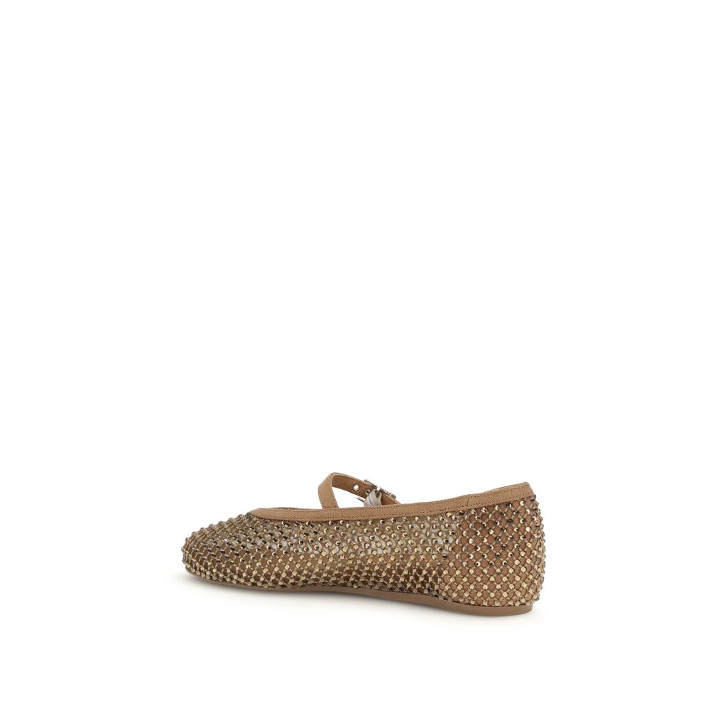Le Silla Brown Nylon Ballet Flats - Gilda Ballerinas