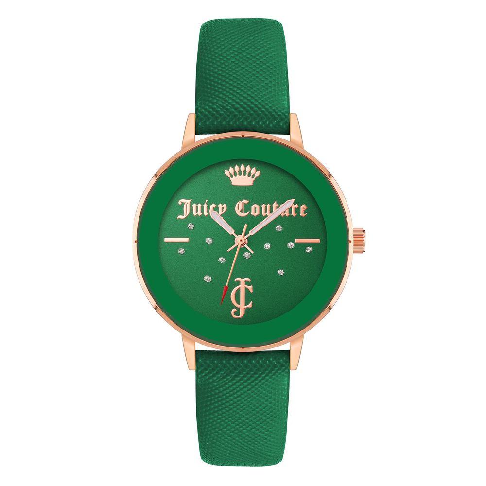 Juicy Couture Women’s Watch, Green Analogue Dial, Pink Metal Case with Green Bracelet