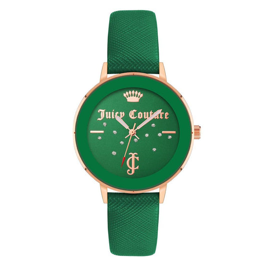 Juicy Couture Women’s Watch, Green Analogue Dial, Pink Metal Case with Green Bracelet