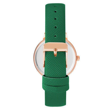 Juicy Couture Women’s Watch, Green Analogue Dial, Pink Metal Case with Green Bracelet