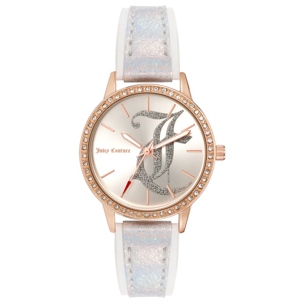 Juicy Couture Women’s Watch, Silver Dial, White Plastic Bracelet