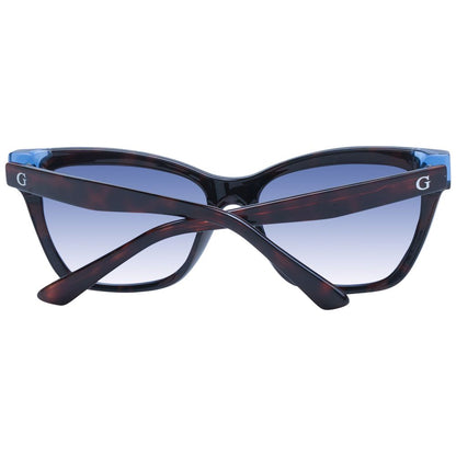 Guess Women’s Sunglasses – Brown Cat Eye Frame, Blue Gradient Lenses