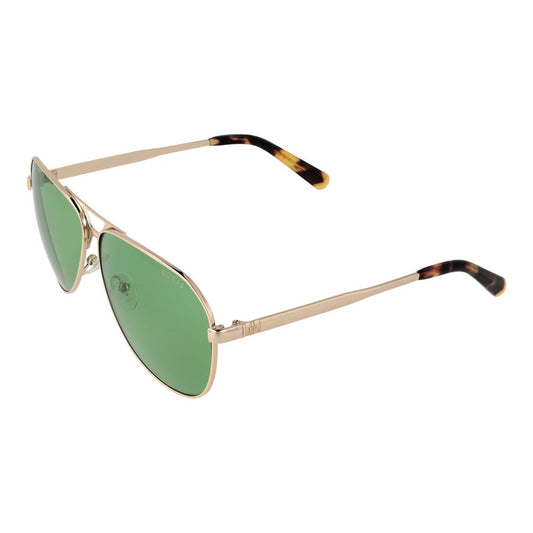 Guess Men’s Sunglasses – Gold Aviator Frame, Green Mirrored Lenses